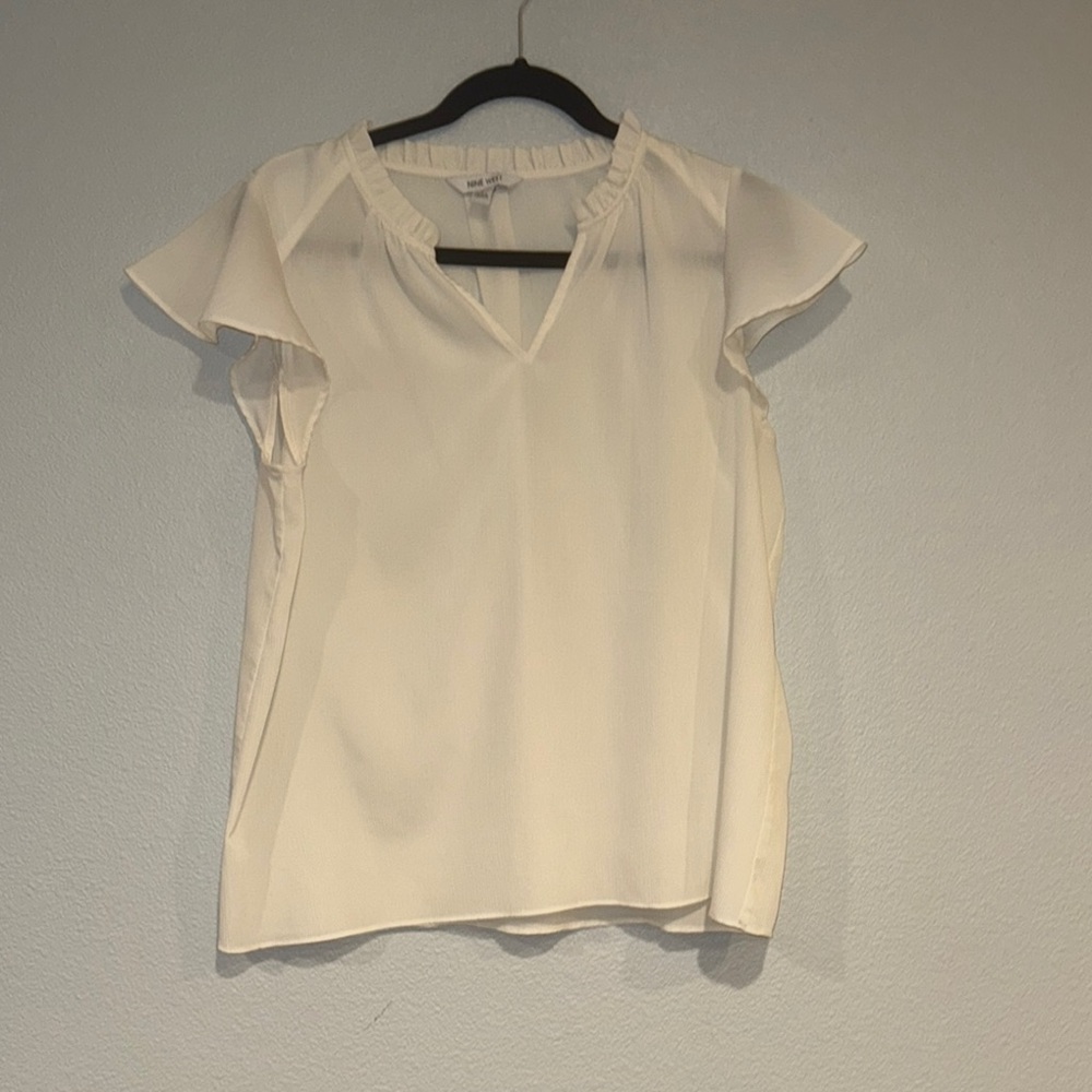 Nine West Cream Cap Sleeve Blouse